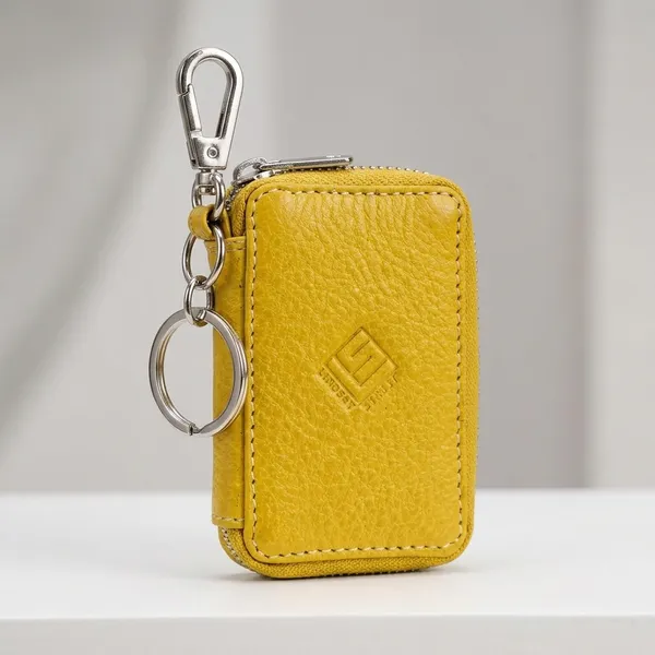 Yellow_Leather_Key_Pouch_For_Key_Organization,_Daily_Carry