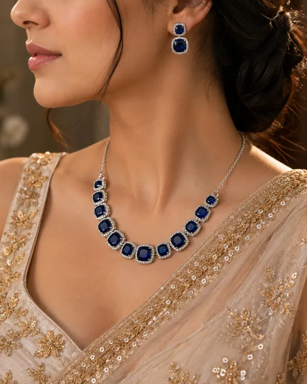 Royal_Sapphire_Halo_Necklace_Set_For_Women