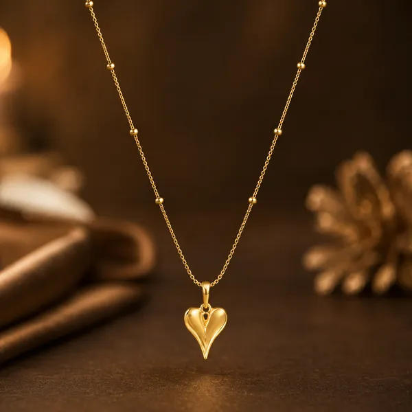 Gold_Tone_Heart_Pendant_Necklace_For_Women