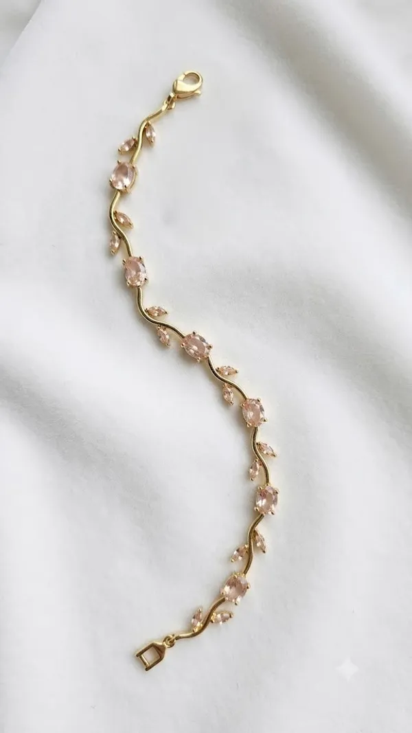 Gold_Tone_Pink_Stone_Bracelet_For_Women
