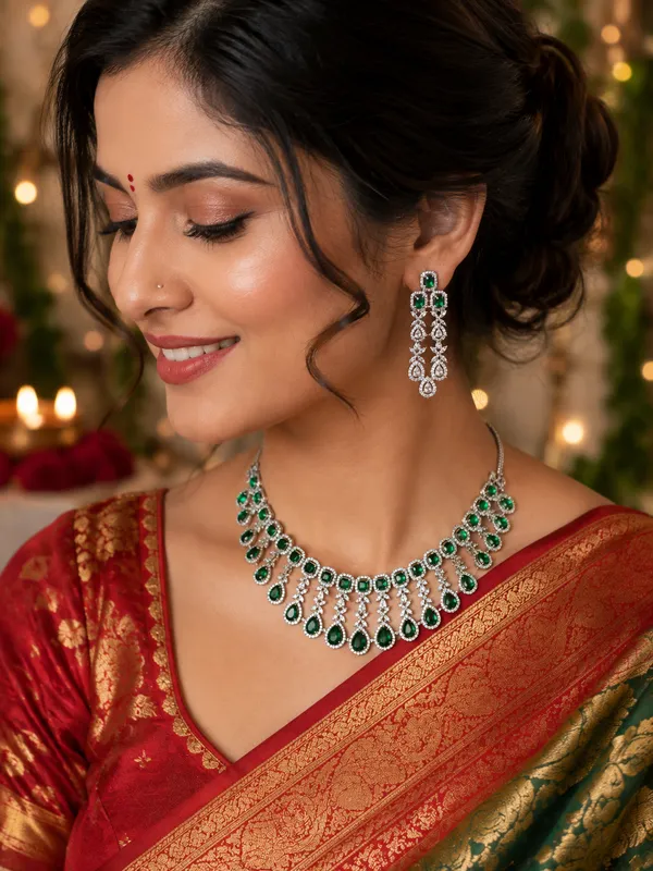 Emerald_Royale_American_Diamond_Necklace_Set
