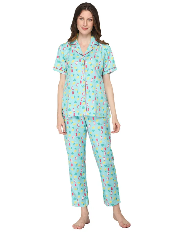 Turquoise_Cotton_Night_Dress_For_Womem