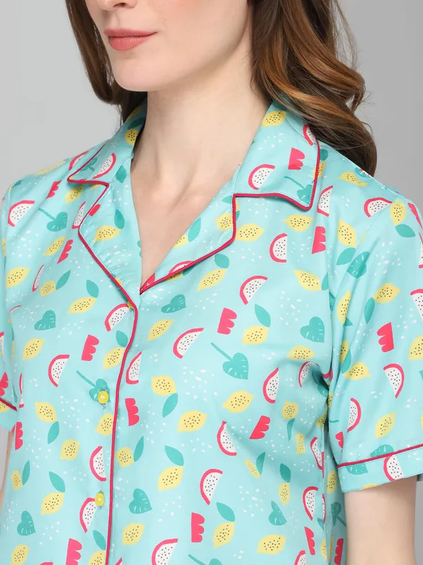 Turquoise_Cotton_Night_Dress_For_Womem