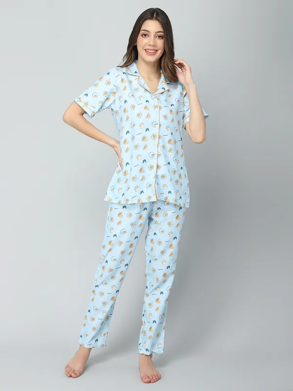 Light_Blue_Cotton_Night_Dress_For_Womem