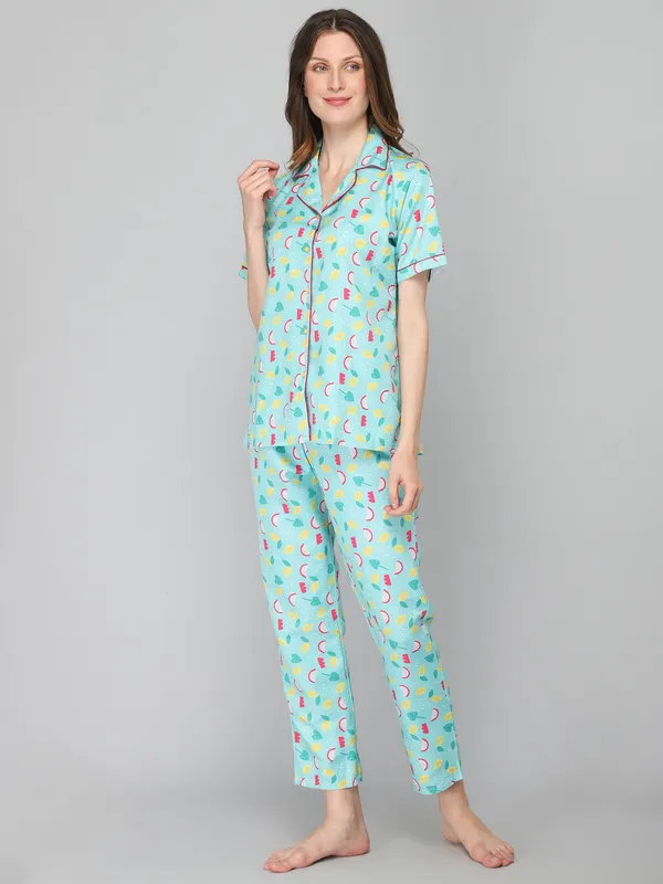 Turquoise_Cotton_Night_Dress_For_Womem
