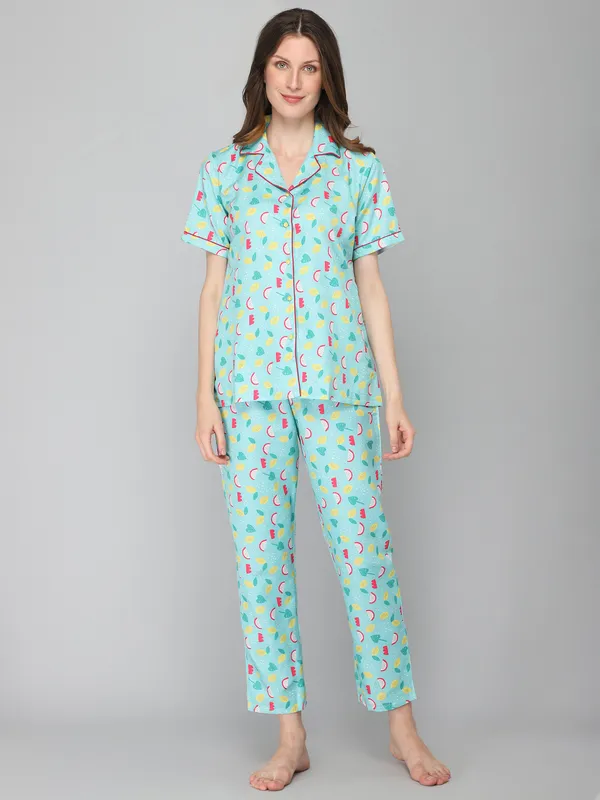 Turquoise_Cotton_Night_Dress_For_Womem