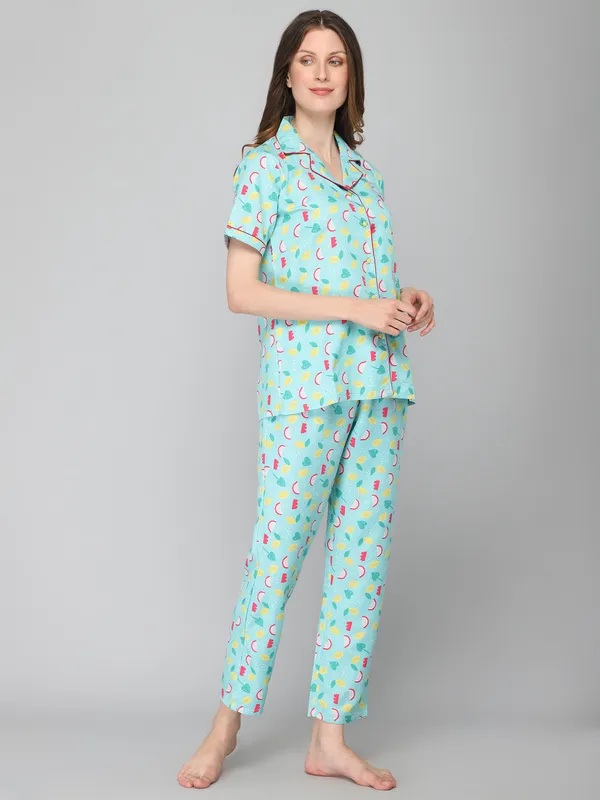 Turquoise_Cotton_Night_Dress_For_Womem
