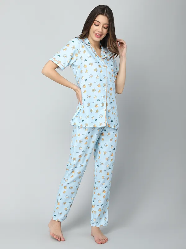 Light_Blue_Cotton_Night_Dress_For_Womem
