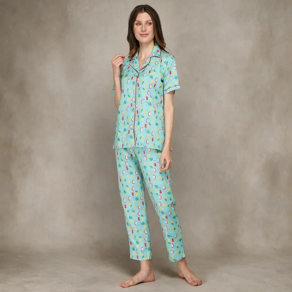 Turquoise_Cotton_Night_Dress_For_Womem