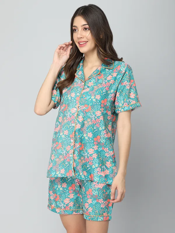Turquoise_Cotton_Night_Dress_For_Womem