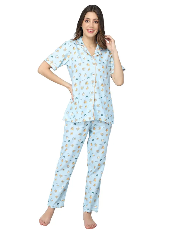 Light_Blue_Cotton_Night_Dress_For_Womem