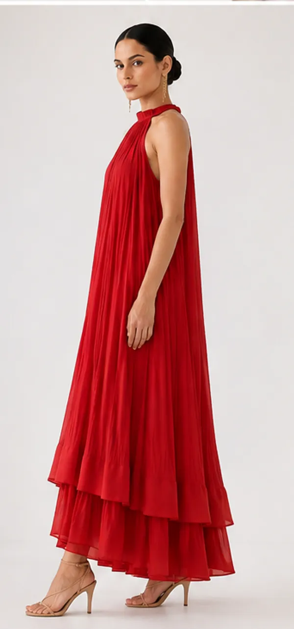 Red_Pleated_Halter_Neck_Maxi_Dress_For_Women