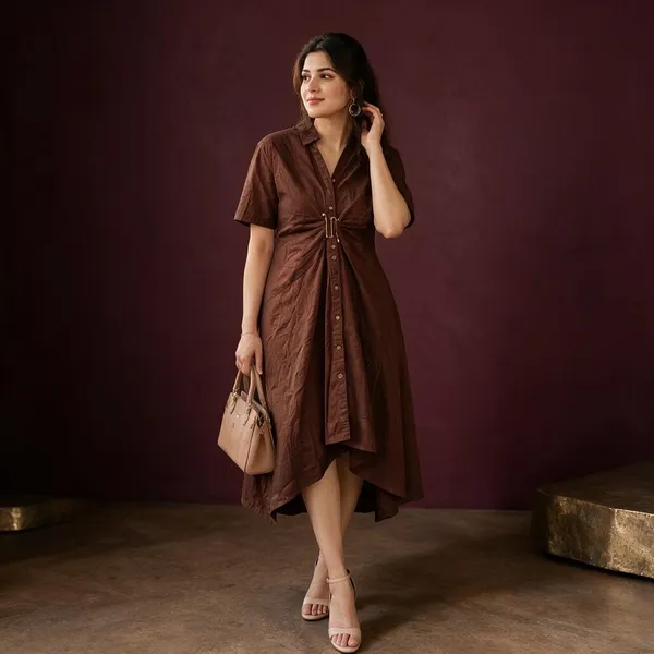 Brown_Pleated_Halter_Neck_Maxi_Dress_For_Women