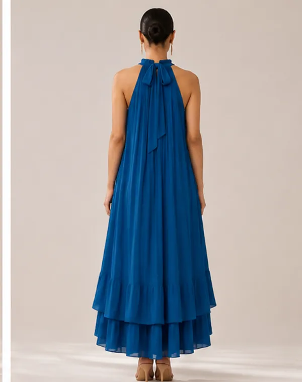 Blue_Pleated_Halter_Neck_Maxi_Dress_For_Women
