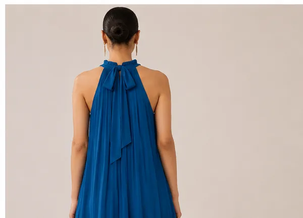 Blue_Pleated_Halter_Neck_Maxi_Dress_For_Women