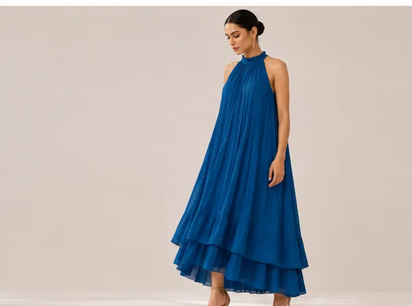 Blue_Pleated_Halter_Neck_Maxi_Dress_For_Women