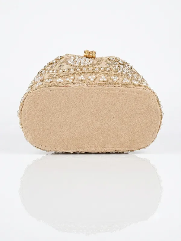 Golden_Polyester_Potli_Hand_Bag_For__Women
