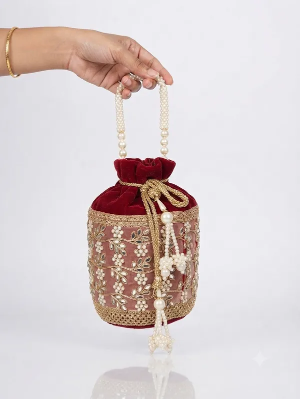 Maroon_Polyester_Potli_Hand_Bag_For__Women