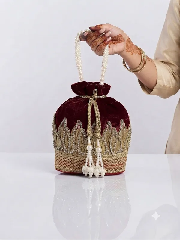 Maroon_Polyester_Potli_Hand_Bag_For__Women