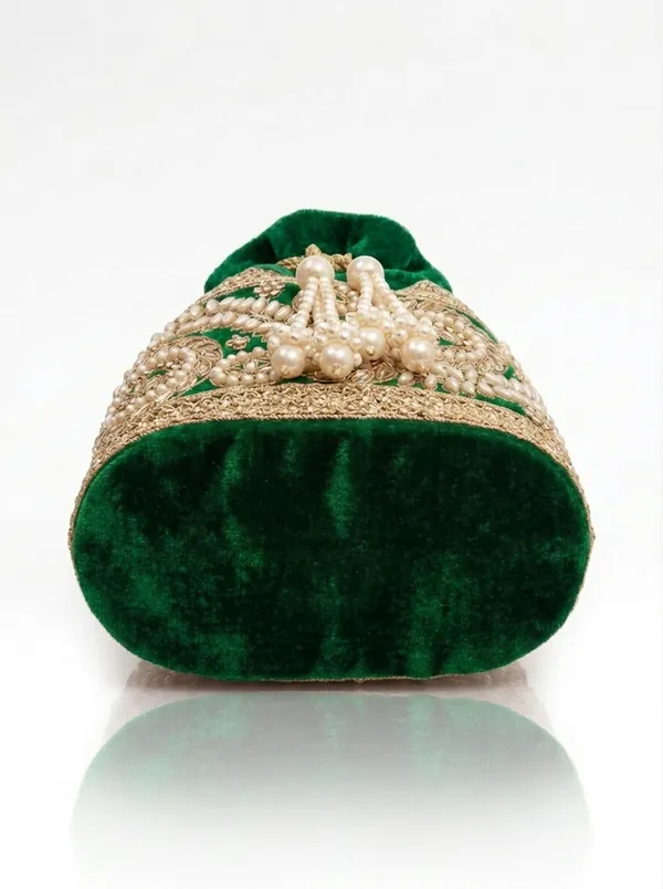 Green_Velvet_Embroidered_Potli_Bag_for_Women