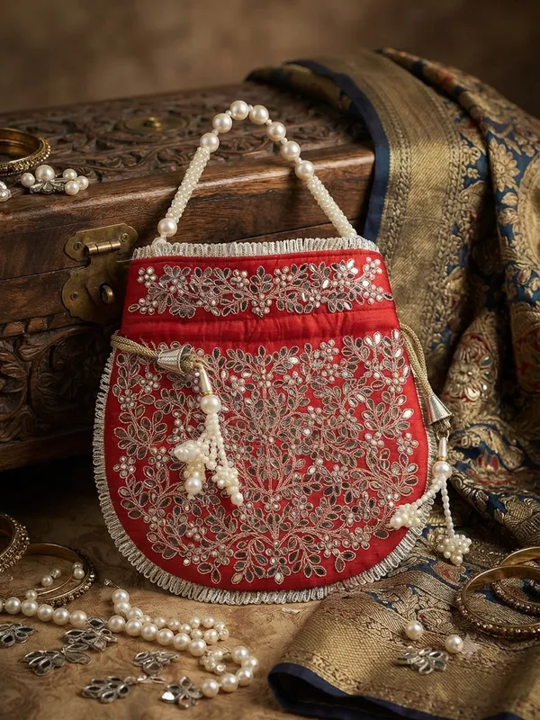 Red_Polyester_Potli_Hand_Bag_For__Women