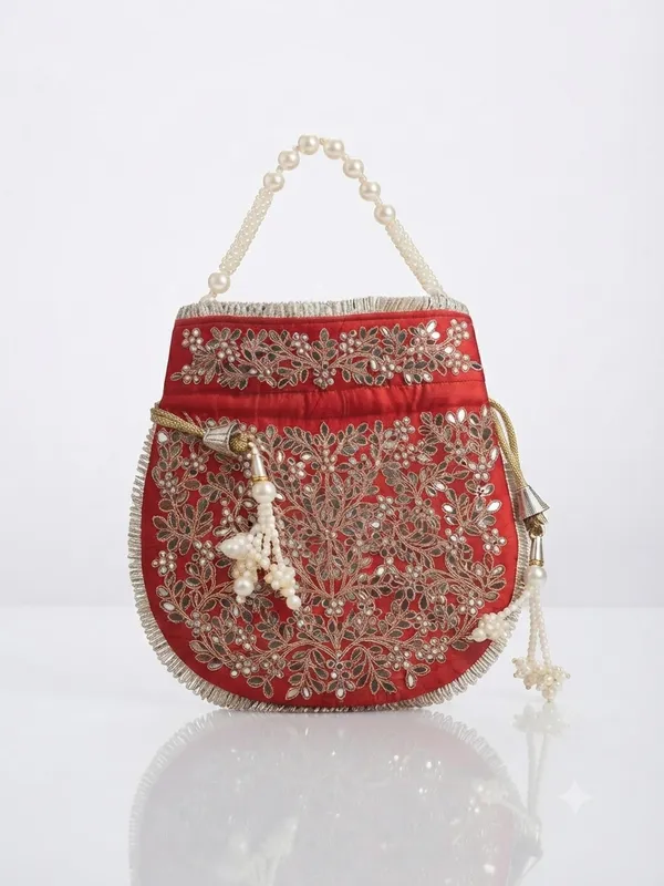 Red_Polyester_Potli_Hand_Bag_For__Women
