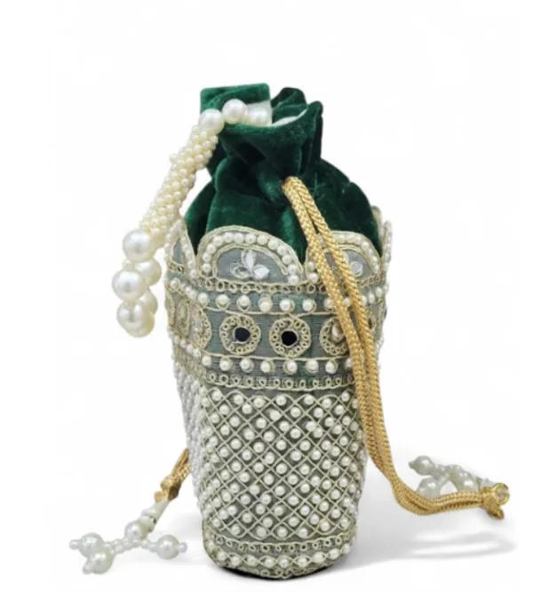 Green_Velvet_Embellished_Potli_Bag_For_Women