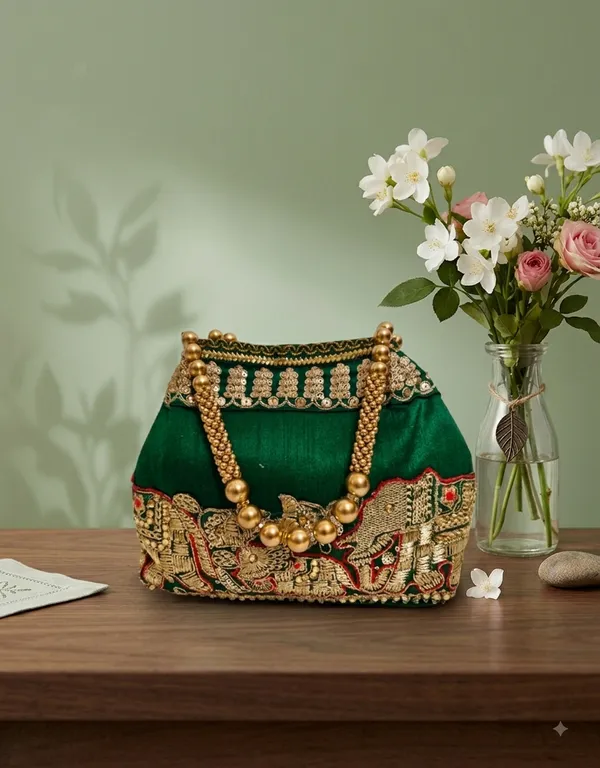 Green_Polyester_Potli_Hand_Bag_For__Women