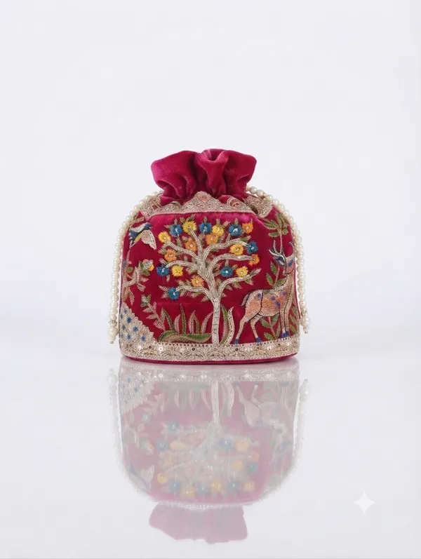 Red_Polyester_Potli_Hand_Bag_For__Women