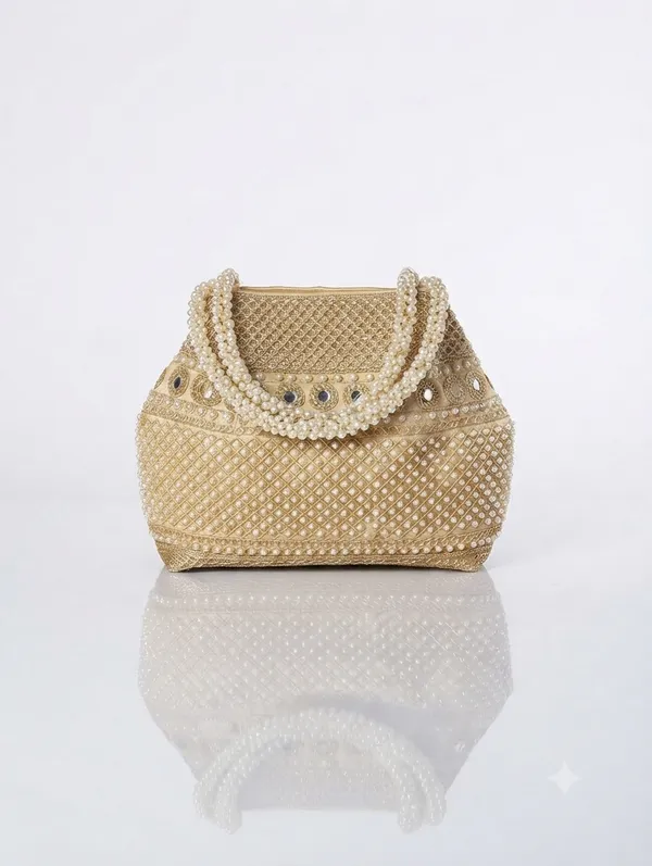 Golden_Polyester_Potli_Hand_Bag_For__Women