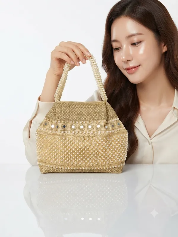 Golden_Polyester_Potli_Hand_Bag_For__Women