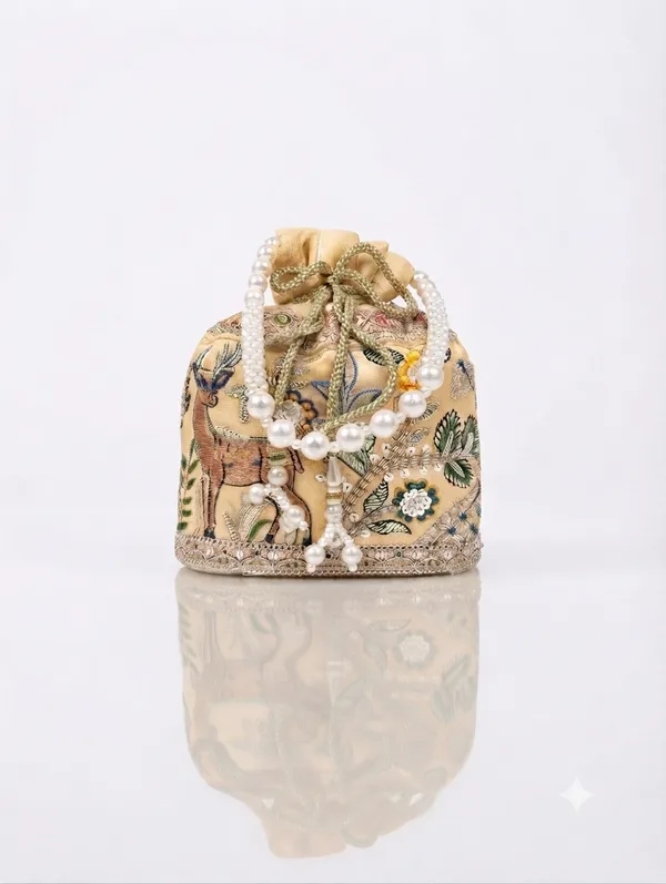 Peach_Polyester_Potli_Hand_Bag_For__Women