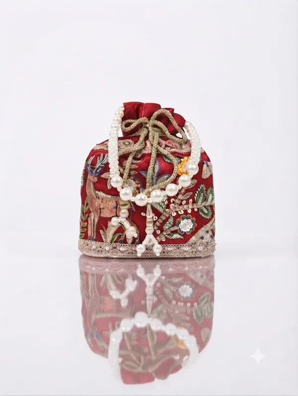 Red_Polyester_Potli_Hand_Bag_For__Women