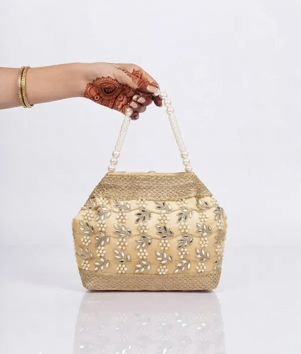 Golden_Polyester_Potli_Hand_Bag_For__Women