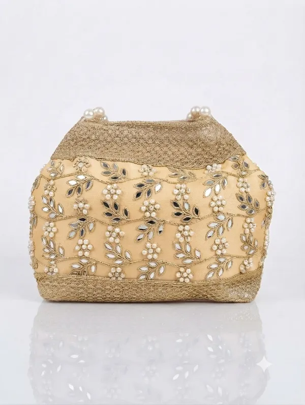Golden_Polyester_Potli_Hand_Bag_For__Women