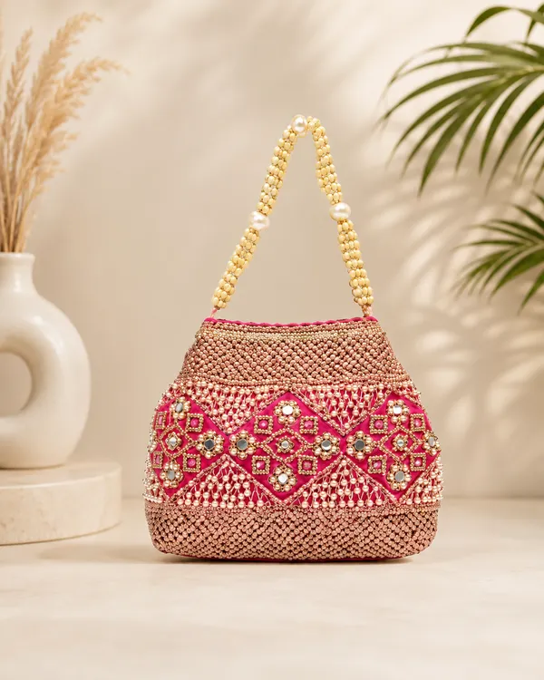 Pink_Polyester_Potli_Hand_Bag_For__Women