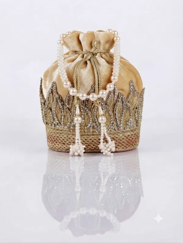 Golden_Polyester_Potli_Hand_Bag_For__Women