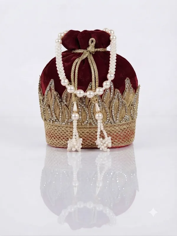 Maroon_Polyester_Potli_Hand_Bag_For__Women