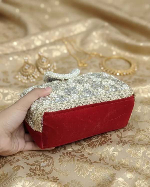 Red_Velvet_Embroidered_Potli_Handbag_For_Women