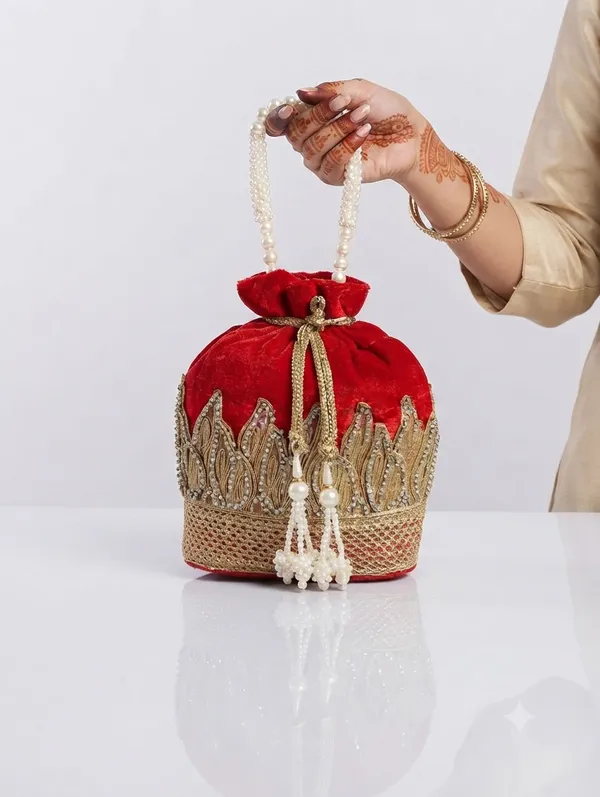 Red_Polyester_Potli_Hand_Bag_For__Women