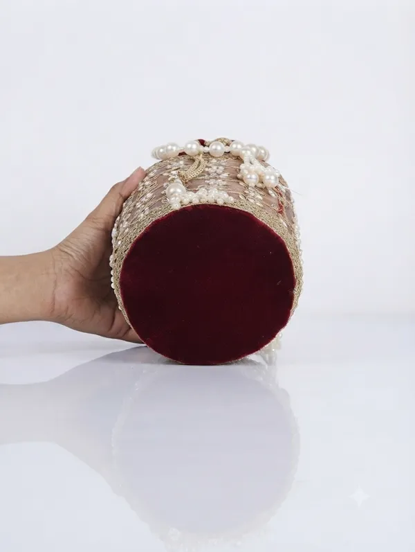 Maroon_Polyester_Potli_Hand_Bag_For__Women
