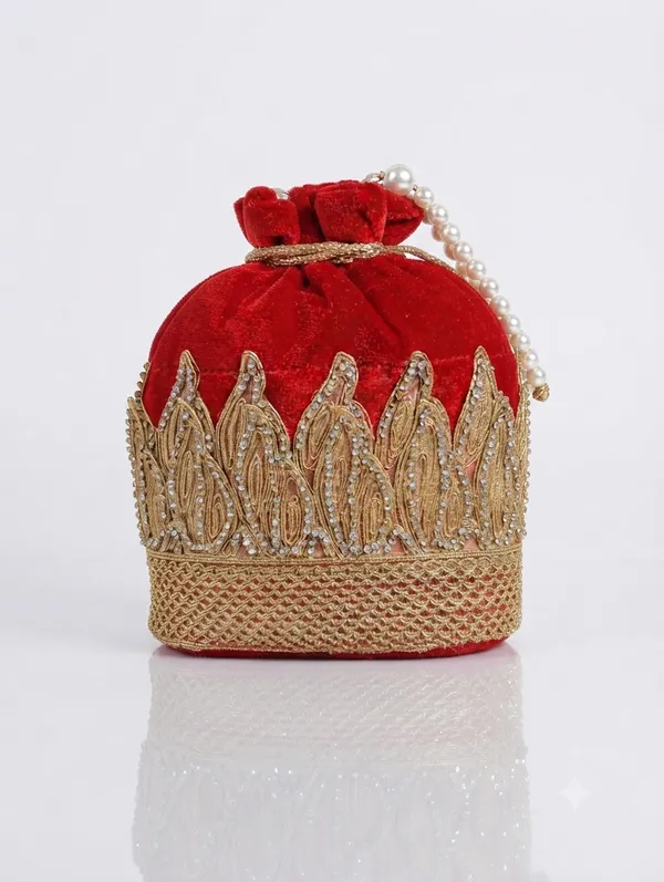 Red_Polyester_Potli_Hand_Bag_For__Women