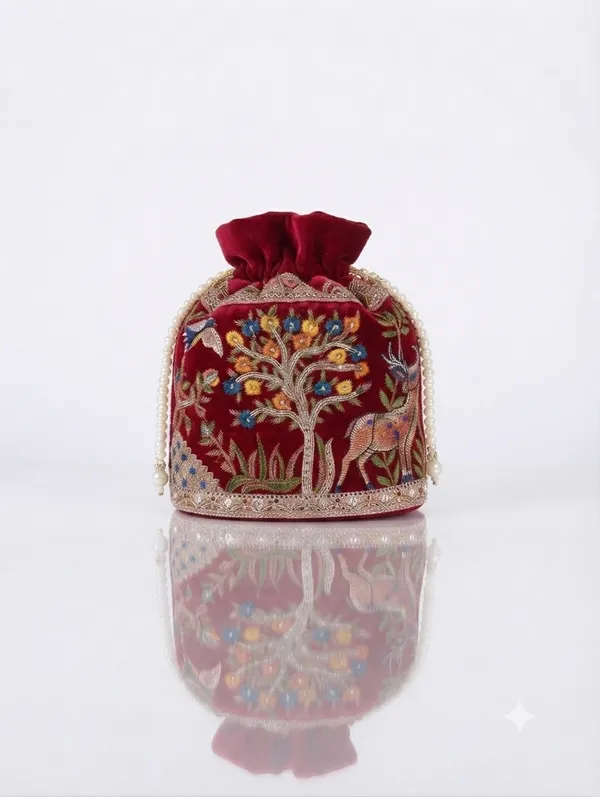 Red_Polyester_Potli_Hand_Bag_For__Women