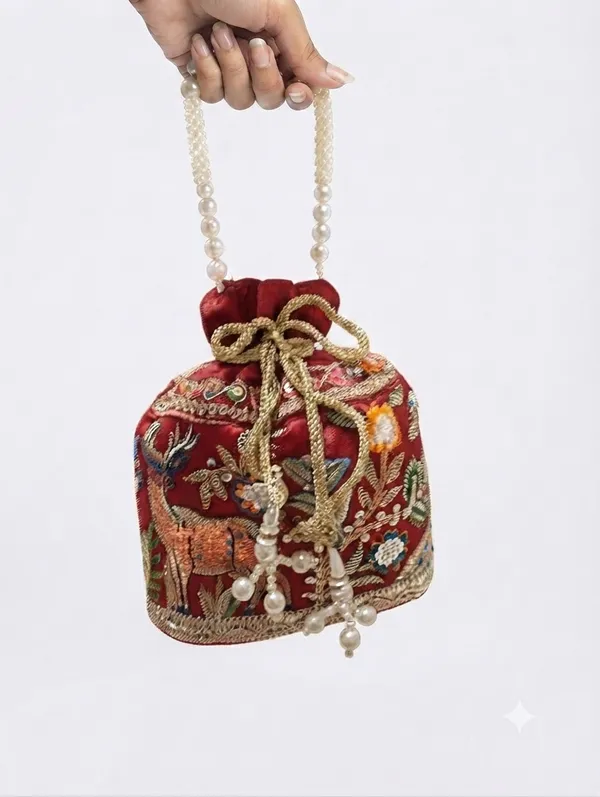 Red_Polyester_Potli_Hand_Bag_For__Women
