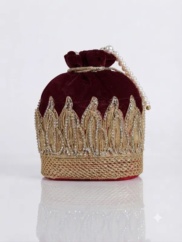 Maroon_Polyester_Potli_Hand_Bag_For__Women