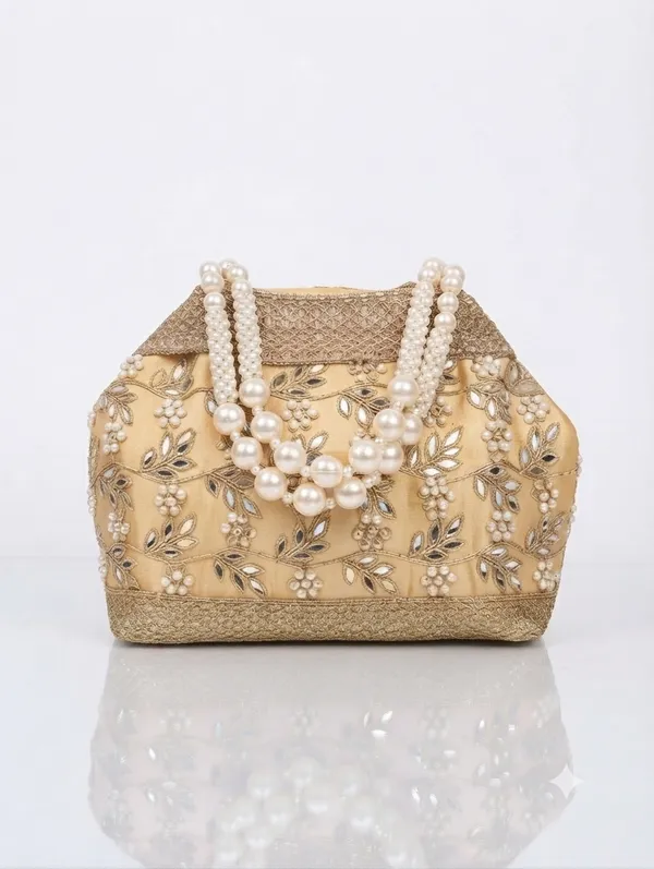 Golden_Polyester_Potli_Hand_Bag_For__Women