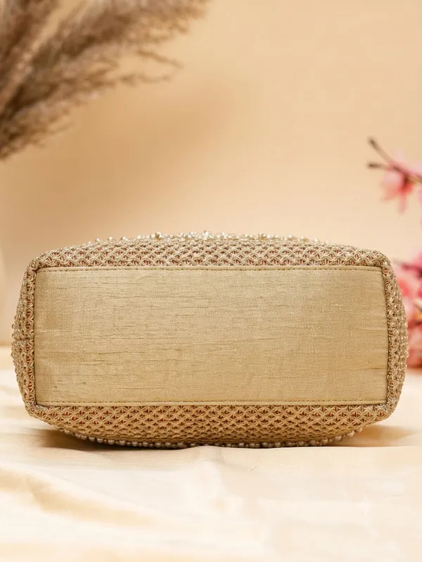 Golden_Polyester_Potli_Hand_Bag_For__Women