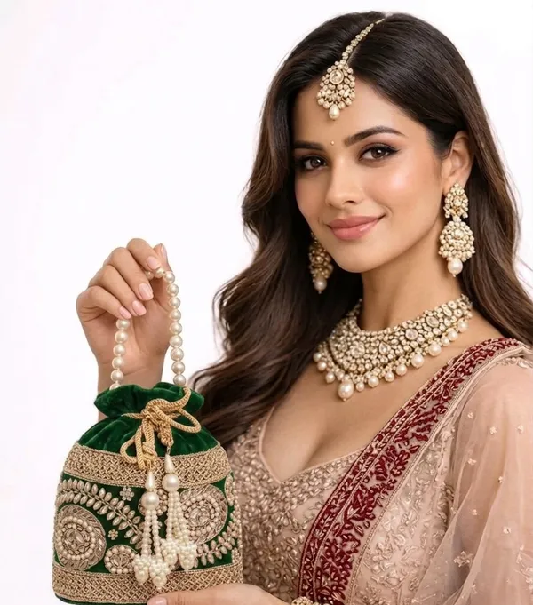 Green_Velvet_Embroidered_Potli_Bag_for_Women