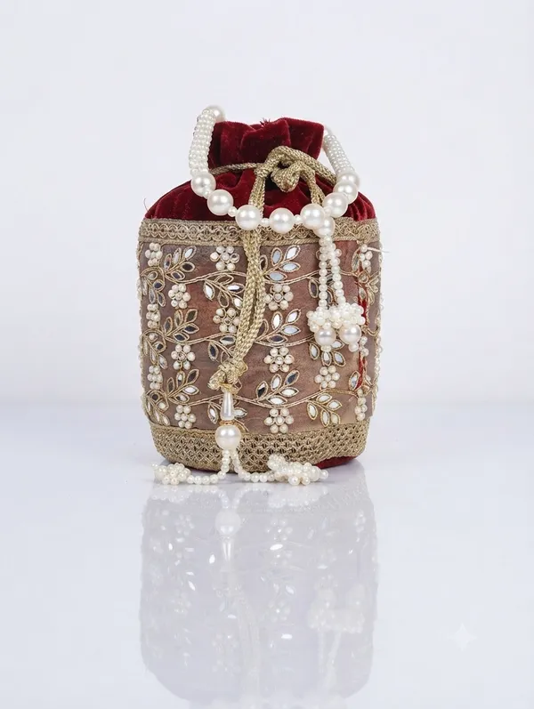 Maroon_Polyester_Potli_Hand_Bag_For__Women