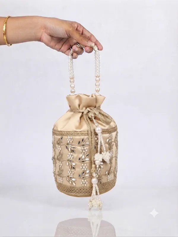 Golden_Polyester_Potli_Hand_Bag_For__Women